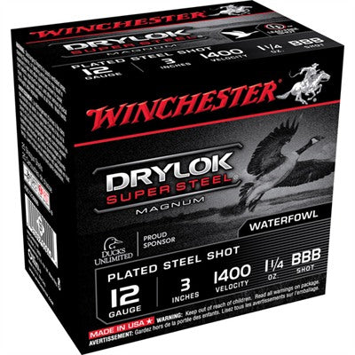 Winchester 12 Gauge Shotgun Ammo Drylok Super Steel Magnum 3 in 1-1/4 oz BBB