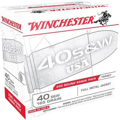 Winchester USA Range Pack Full Metal Jacket 165 Grain .40 S&W 1060 fps 020892221833