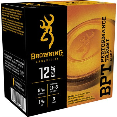 Browning 12 Gauge Shotgun Ammo BPT Performance Target Light 2.75 in 1-1/8 oz #8