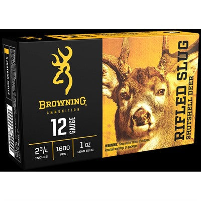 Browning 12 Gauge Shotgun Ammo Shotshell Deer Rifled Slug 2.75 in 1 oz Slug