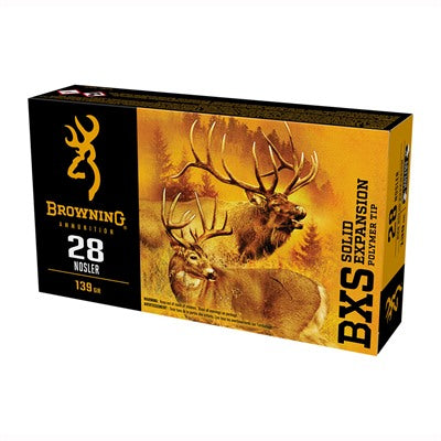 Browning .28 Nosler BXS Copper Expansion 139 grain Lead Free Solid Expansion Polymer Tip ammunition