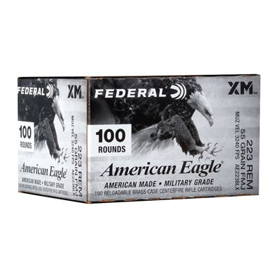 Federal .223 Remington American Eagle XM Military Grade 55 grain Full Metal Jacket Boat Tail ammunition