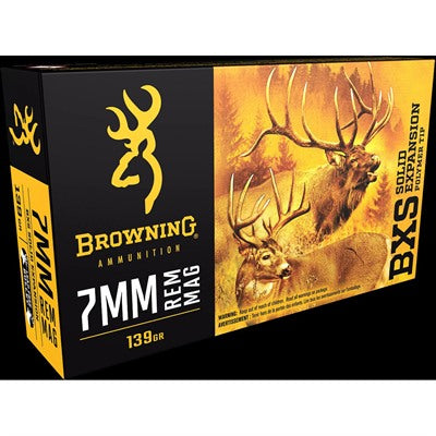 Browning BXS Copper Expansion Lead Free Solid Expansion Polymer Tip 139 Grain 7mm Remington Mag 3150 fps 020892224827