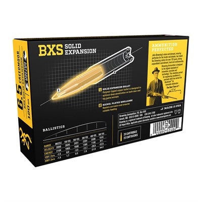 Browning BXS Copper Expansion Lead Free Solid Expansion Polymer Tip 120 Grain 6.5mm Creedmoor 2850 fps 020892224841