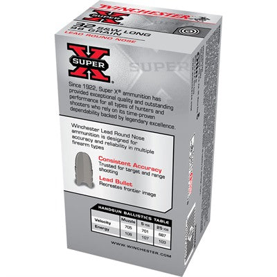 Winchester .32 S&W Long SUPER-X 98 grain Lead Round Nose ammunition