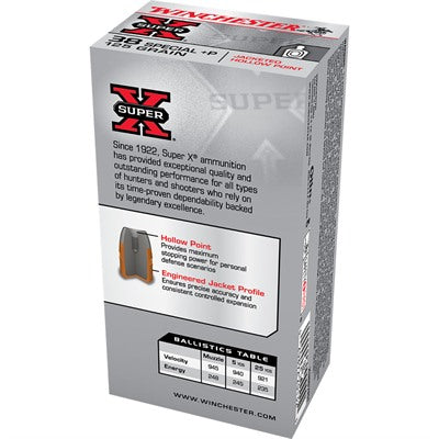 Winchester Super X Jacketed Hollow Point 125 Grain .38 Special 945 fps 020892201323