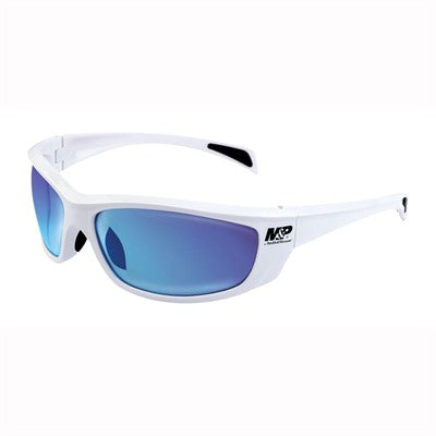 M&P Whitehawk White Frame Blue Mirror Lens Safety Glasses