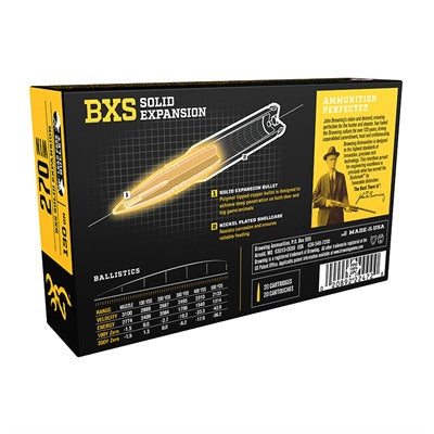 Browning .270 Winchester BXS Copper Expansion 130 grain Lead Free Solid Expansion Polymer Tip ammunition