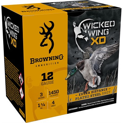 Browning B193411234 Wicked Wing XD Extra Distance 12 Gauge 3" 1-1/4oz 4 Shot 1450 fps 020892023093