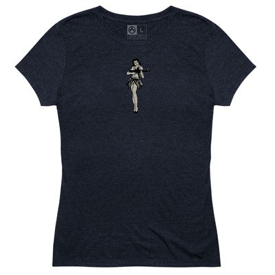 Women's Hula Girl Graphic Tri-Blend T-Shirt 2X-Large Navy