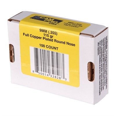 CamPro 9mm 0.355 Inch Diameter Plated Reloading Bullets