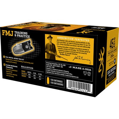 Browning .45 ACP/Auto Value Pack 230 grain Full Metal Jacket ammunition