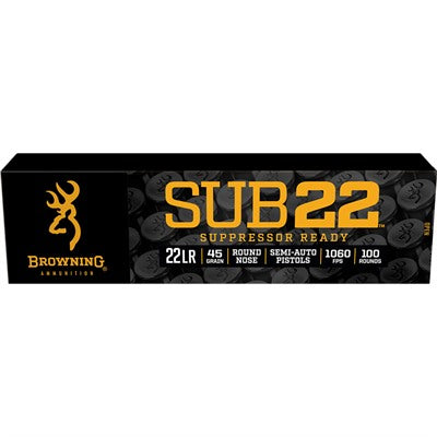 Browning .22 Long Rifle Sub-22 Suppressor Ready 45 grain Round Nose ammunition
