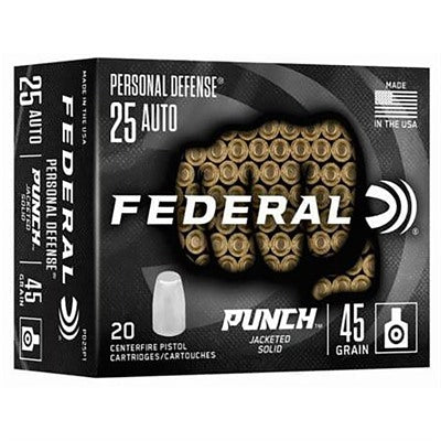 Federal Personal Defense Punch Punch Hollow Point 45 Grain .25 ACP  604544691627