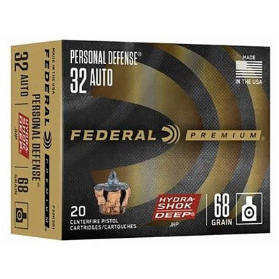 Federal Personal Defense Hydra-Shok Jacketed Hollow Point 68 Grain .32 ACP  604544678024