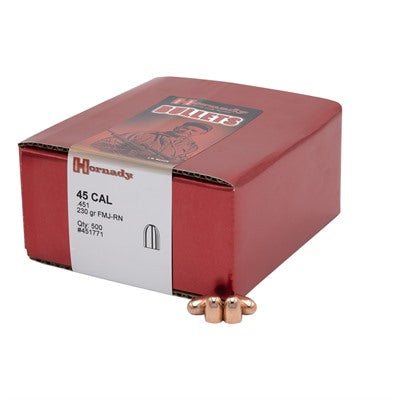 .45 Caliber FMJ Pistol Bullets 0.451" Diameter Reloading Projectiles