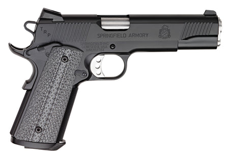 Springfield Armory PC9108LCA18 1911 TRP *CA Compliant 45 ACP 7+1, 5" Match Grade Stainless Steel Barrel, Black Cerakote Serrated Carbon Steel Slide &^ Frame w/Beavertail, Black G10 Grip