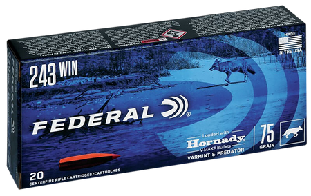 Federal Varmint & Predator Ammo 243 Win. 75 gr. V-Max 20 rd.