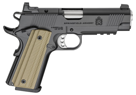 Springfield Armory PO9227AOS 1911 Operator 9mm 9+1 4.25" Black Cerakote Optic Ready Carbon Steel Slide VZ G10 Grip