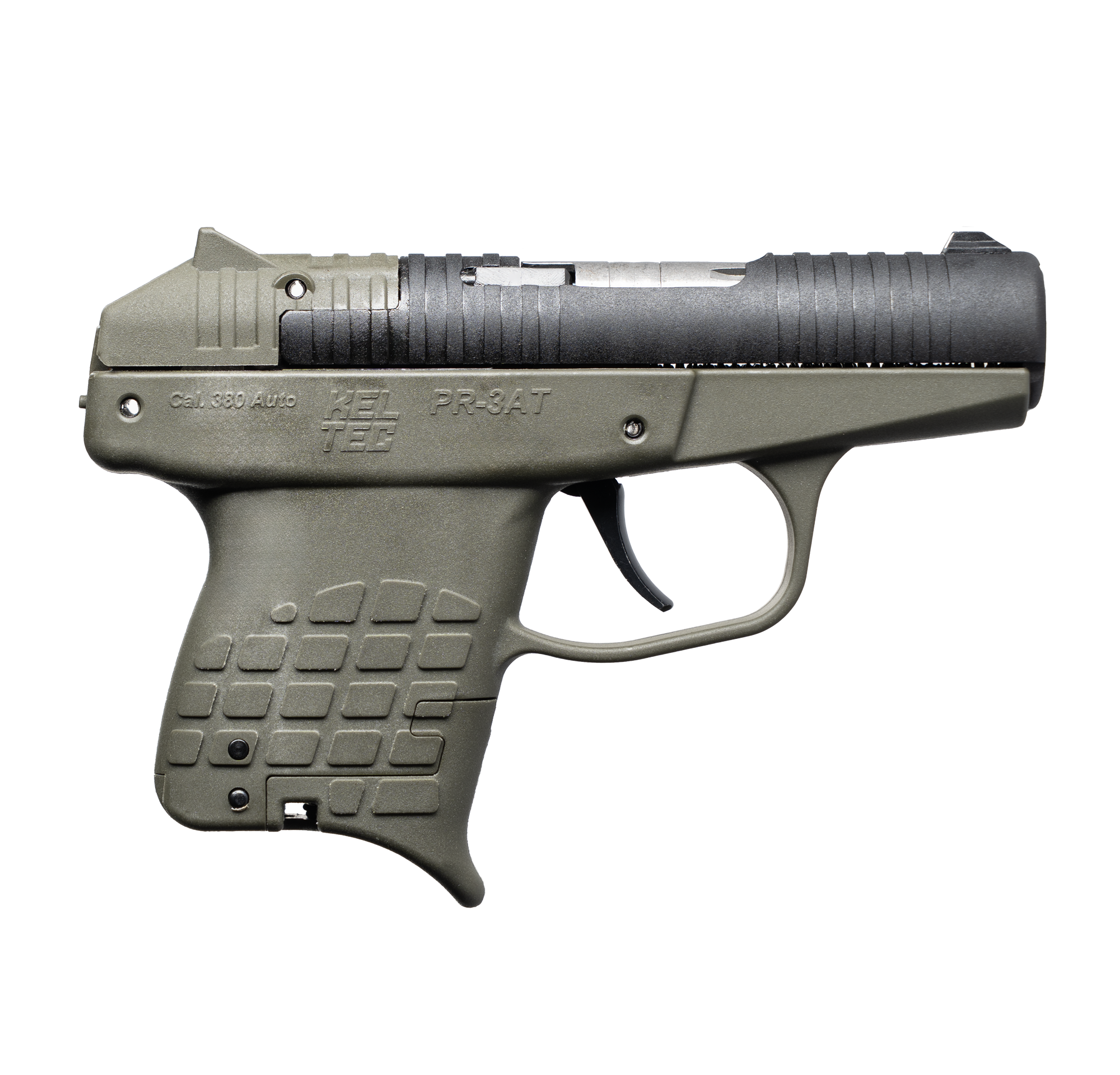Kel-Tec PR3ATGRN10 PR-3AT Compact Frame 380 ACP 10+1 2.85" Black Rotating Barrel Shroud, Green Polymer Frame