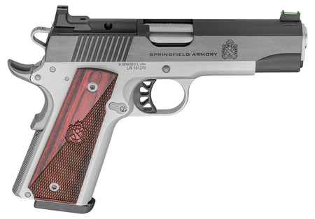 Springfield Armory PX9118LAOS 1911 Ronin 45 ACP 8+1 4.25" Stainless Steel Barrel Optic Ready Blued Slide Crossed Cannon Wood Laminate Grip