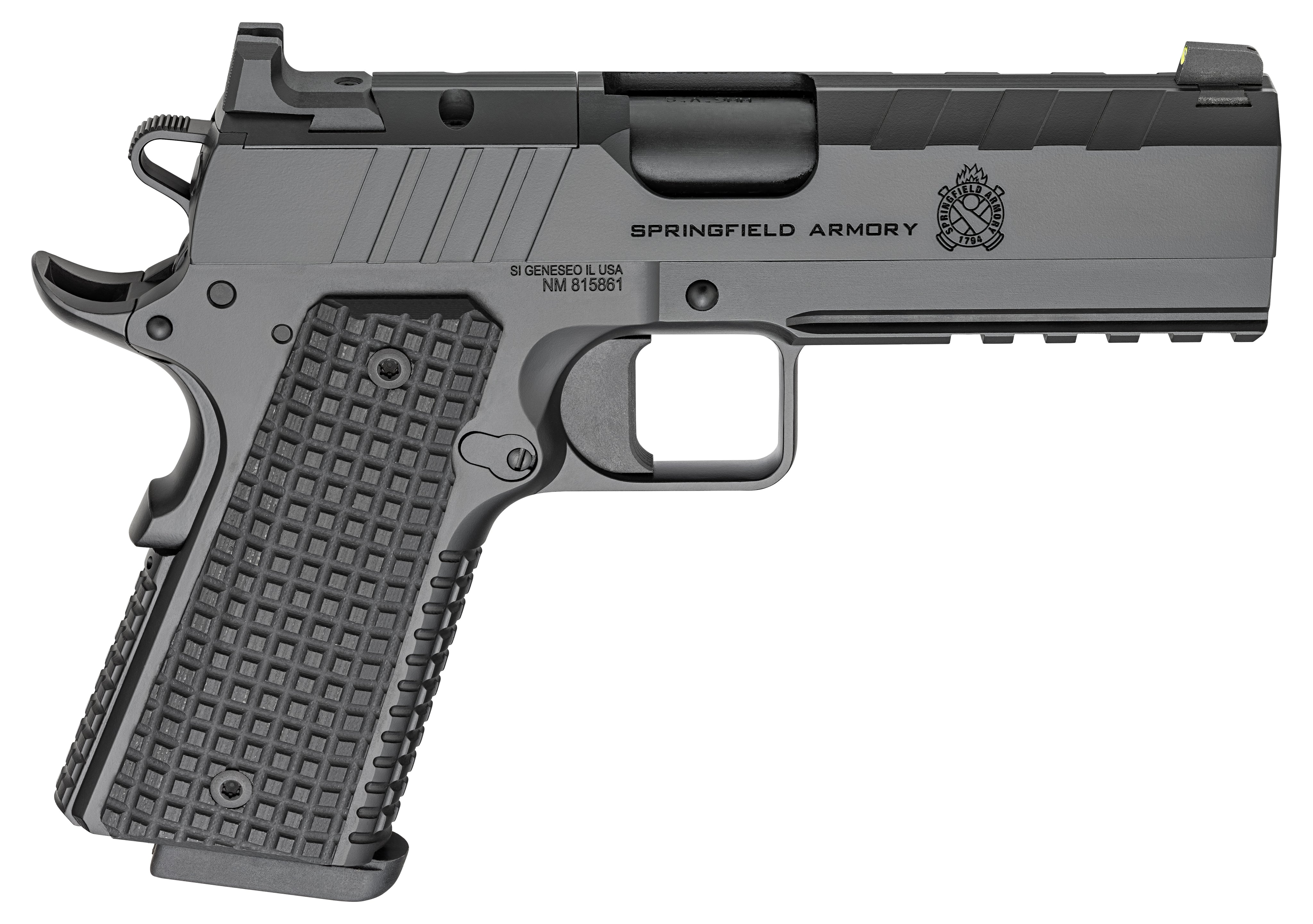 Springfield Armory PX9227LAOS 1911 Emissary 9mm 9+1 4.25" Stainless Steel Barrel Optic Ready Black Carbon Steel Slide VZ Grips Thin-Line G10 Grip