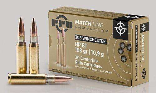 PPU PPM3082 Match Rifle .308 Win 168 grain Hollow Point Boat-Tail (HPBT) 20 Per Box 10 Cs