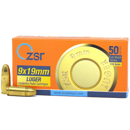 ZSR 9mm Luger 115 Grain Full Metal Jacket (FMJ) Budget Range Ammo 1148FPS