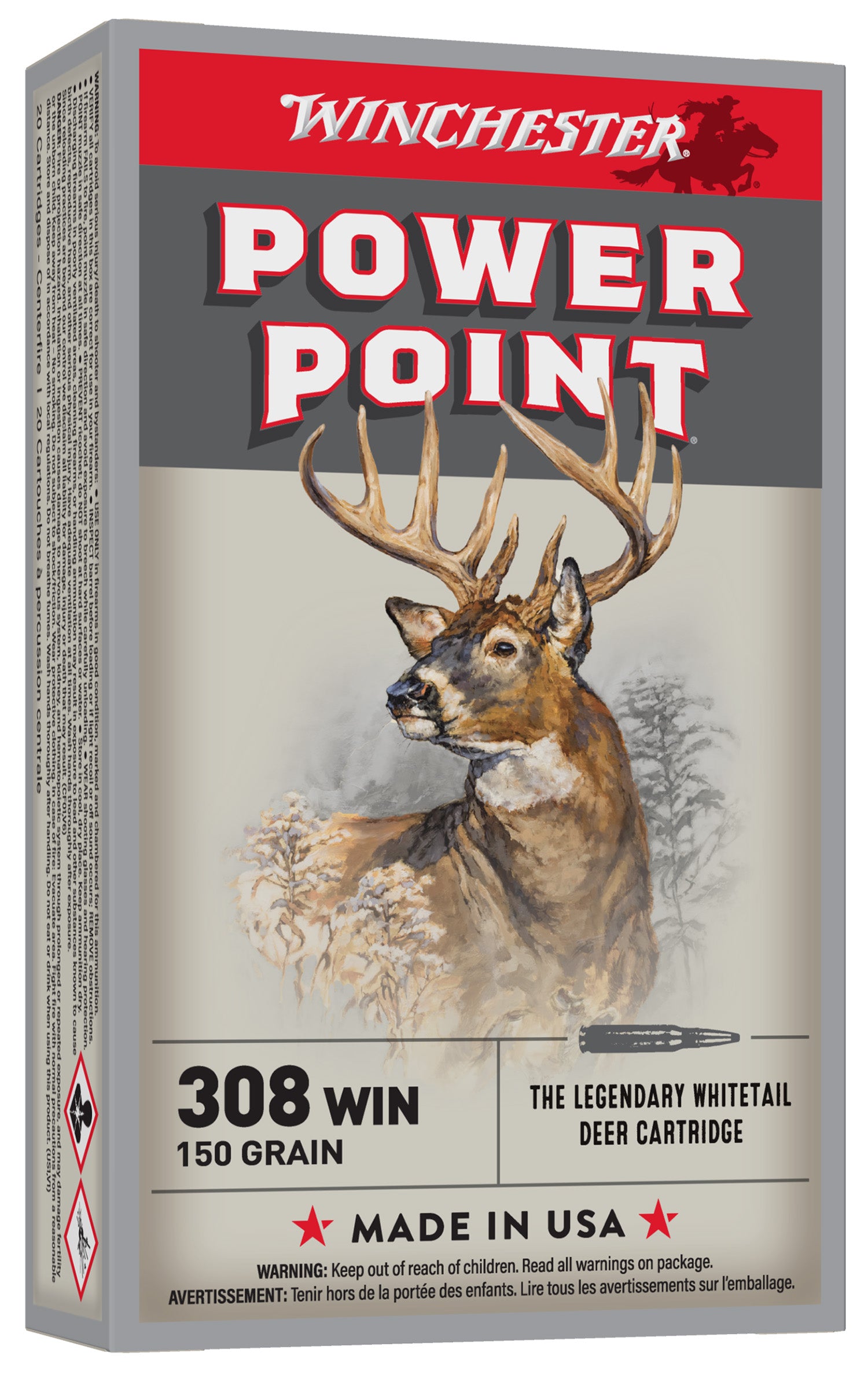 Winchester Super-X Power-Point Pointed Soft Point 150 Grain .308 Win / 7.62x51mm 2820 fps 020892200395