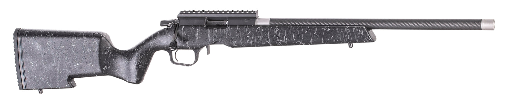 Christensen Arms 8011201400 Ranger Full Size 17 HMR 9+1, 18" Black Carbon Fiber Threaded Barrel, Black Anodized Aluminum Receiver, Black w/Gray Webbing Fixed w/Aluminum Pillars Stock