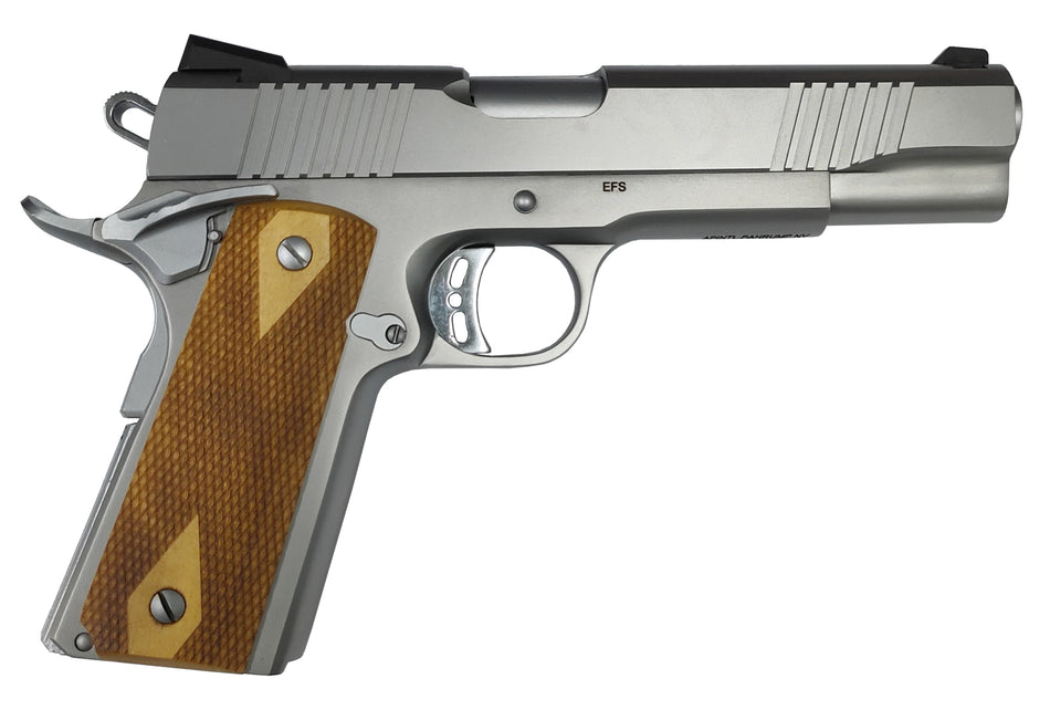 Rock Island 56865 Rock Standard FS Full Size 10mm Auto 8+1 5" Stainless Steel Barrel & Serrated Slide, Matte Stainless Steel Frame w/Beavertail, Wood Double Checkered Grip