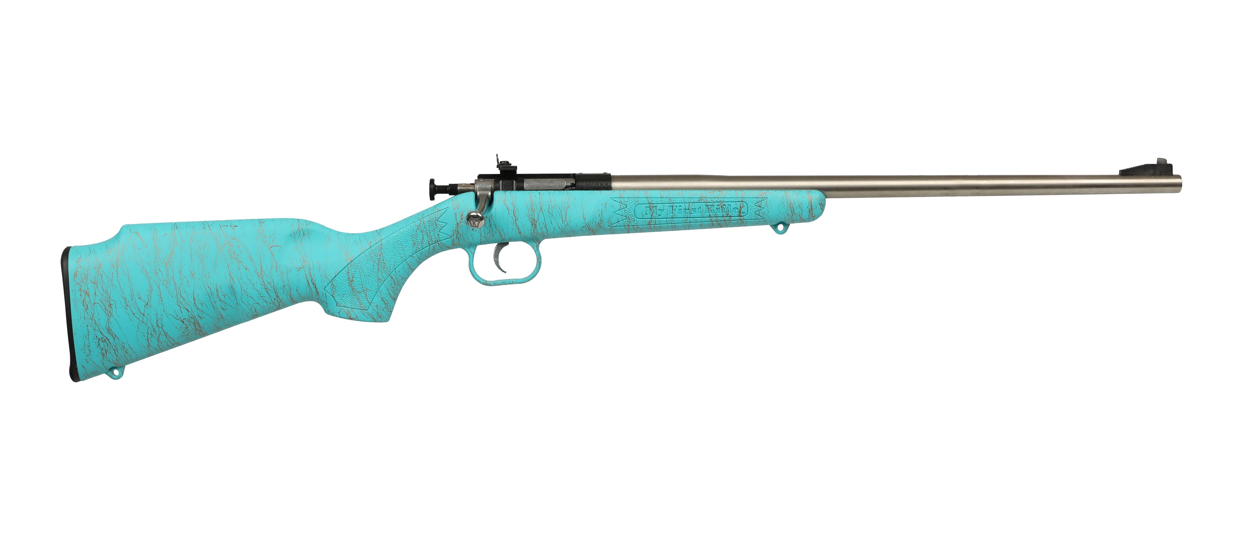 Crickett KSA2446 Gen2 Youth 22 LR 1rd 16.13" Stainless Single Shot Barrel, Stainless Steel Receiver, Blue w/Gold Webbing Fixed Synthetic Stock