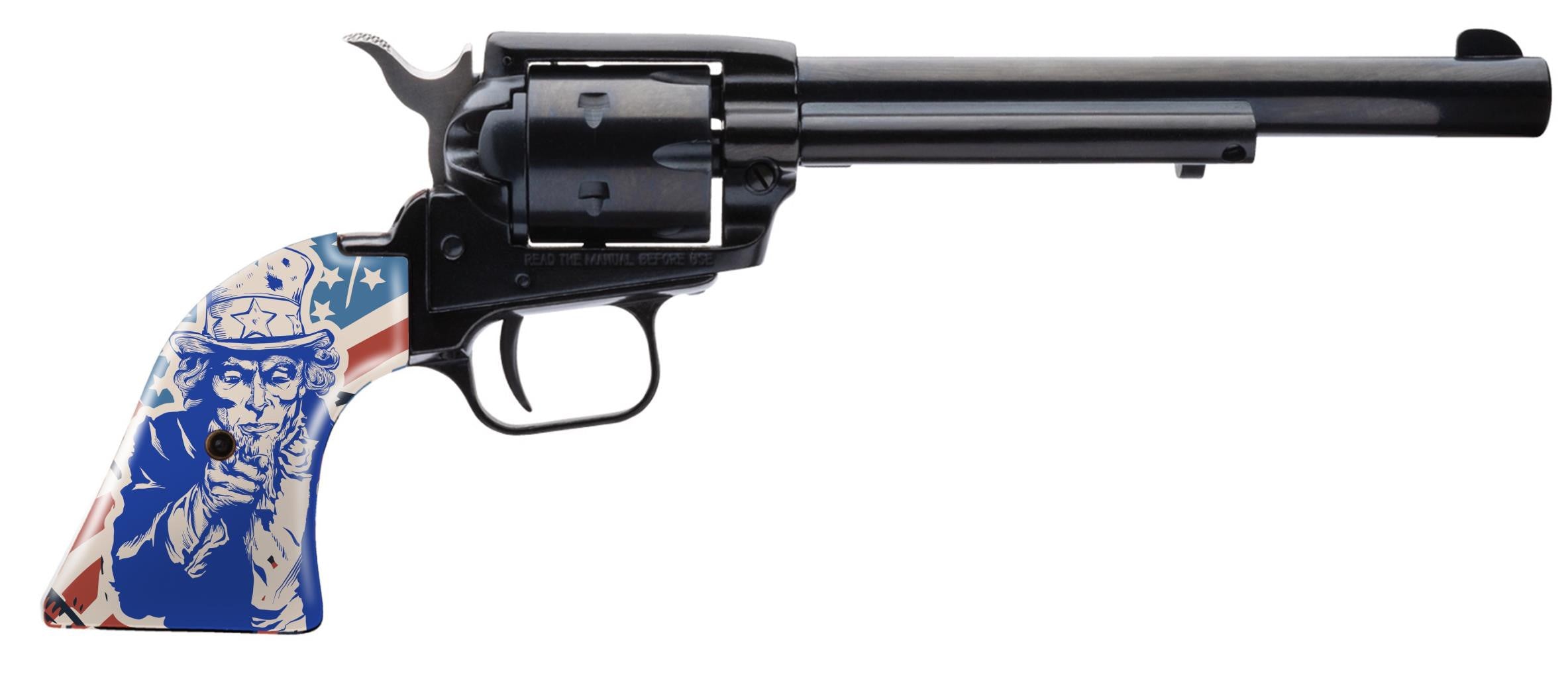 Heritage Mfg RR22B6-US09 Rough Rider 22 LR 6 Shot 6.50" Black Black Zinc Alloy Frame & Cylinder, Ivory w/Red/Blue Uncle Sam Grip, Hammer/Thumb Safety, Exposed Hammer