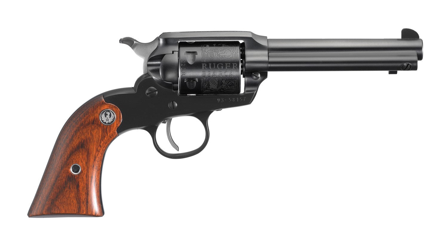 Ruger 0912 Bearcat 22 LR 6rd 4" Blued Alloy Steel Barrel, Frame & Engraved Cylinder, Hardwood Grip, Transfer Bar Safety, Exposed Hammer