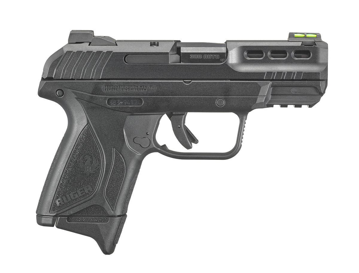 Ruger 3855 Security-380 380 ACP 10+1 3.42" Black Oxide Barrel, Black Serrated Steel Slide, Black Polymer Frame w/Accessory Rail, Black Polymer Grips