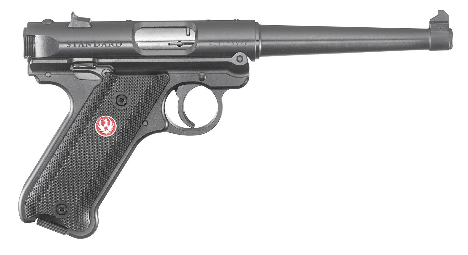 Ruger 40105 Mark IV 22 LR 10+1 6" Satin Stainless Tapered Barrel, Blued Steel Slide & Aluminum Frame Checkered Synthetic Grip