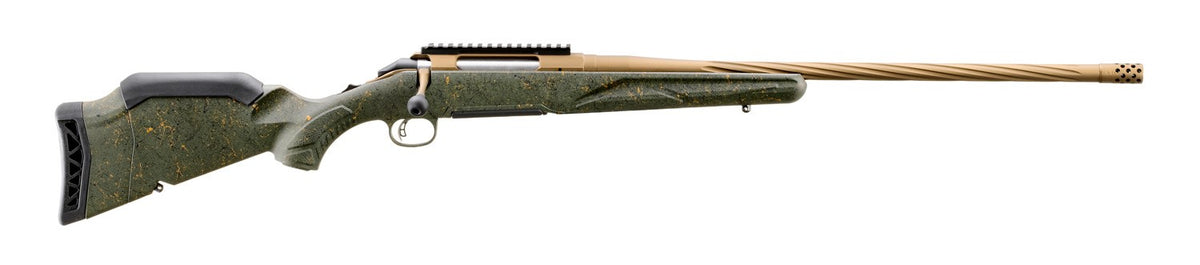 Ruger 46943 American II Predator 30-06 Springfield 4+1 22" Burnt Bronze Cerakote Spiral Fluted Threaded Barrel & Alloy Steel Receiver w/Picatinny Rail, Green Splatter Adj LOP Synthetic Stock