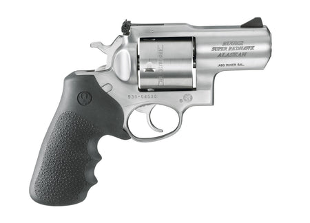 Ruger 5302 Super Redhawk Alaskan Small Frame 480 Ruger 6rd 2.50" Satin Stainless Steel Barrel, Cylinder & Frame, Black Hogue Finger Groove Monogrip, Transfer Bar Safety Exposed Hammer
