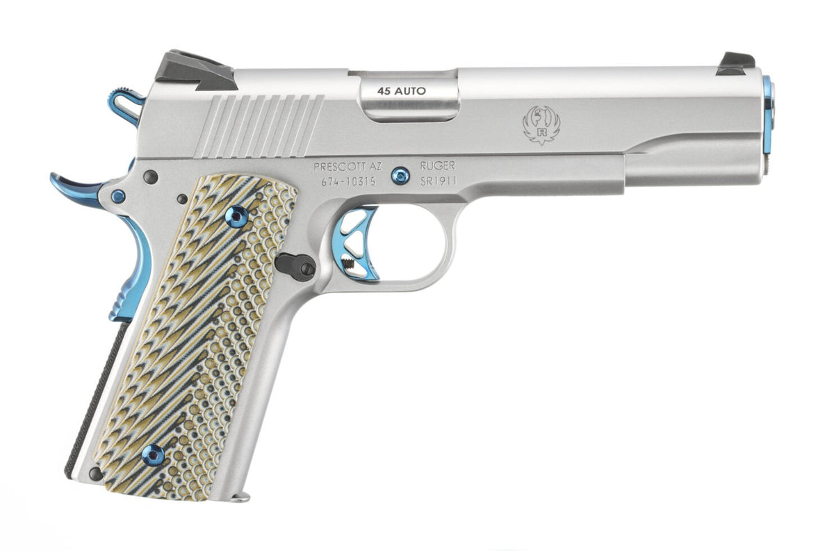 SR1911 45ACP SS/WD 5" BLUE PV# 6799 | FIXED NOVAK 2-DOT