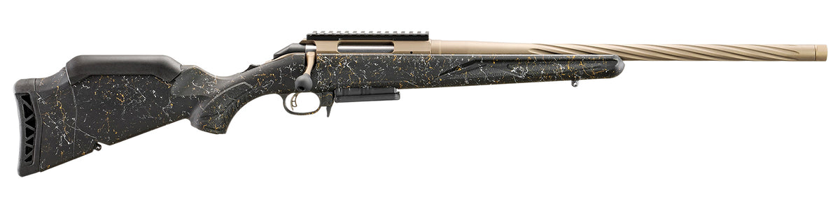 Ruger 56901 American II Prairie Full Size 7mm PRC 3+1 24" Smoked Bronze Cerakote Spiral Fluted Threaded Barrel & Alloy Steel Receiver w/Picatinny Rail, Black Splatter Adj LOP Synthetic Stock