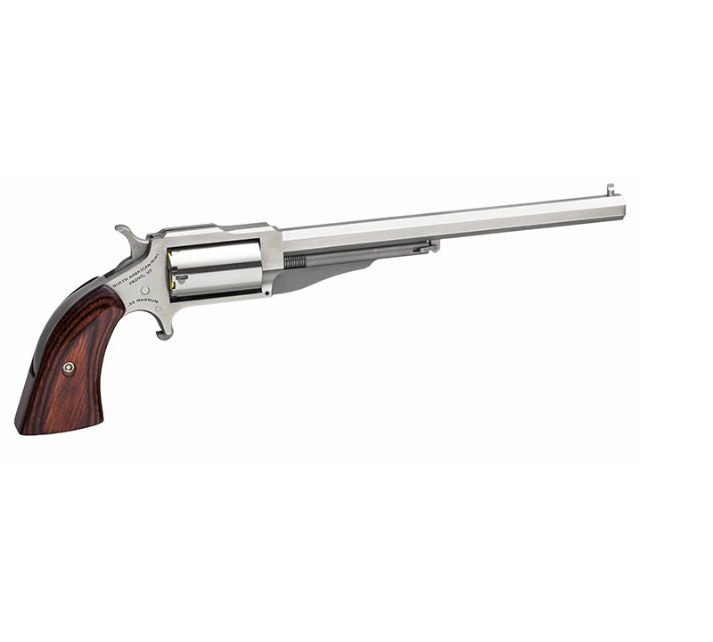 North American Arms 18606 Earl Hogleg *CA Compliant 22 WMR 5 Shot 6" Satin Stainless Steel Barrel, Satin Stainless Steel Frame, Stainless Cylinder, Wood Grip, Exposed Hammer