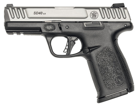 Smith & Wesson 13936 SD40 2.0 Compact Frame 40 S&W 14+1 4" Stainless Steel Barrel, Satin Serrated Stainless Steel Slide, Black Polymer Frame w/Picatinny Rail, Textured Grip