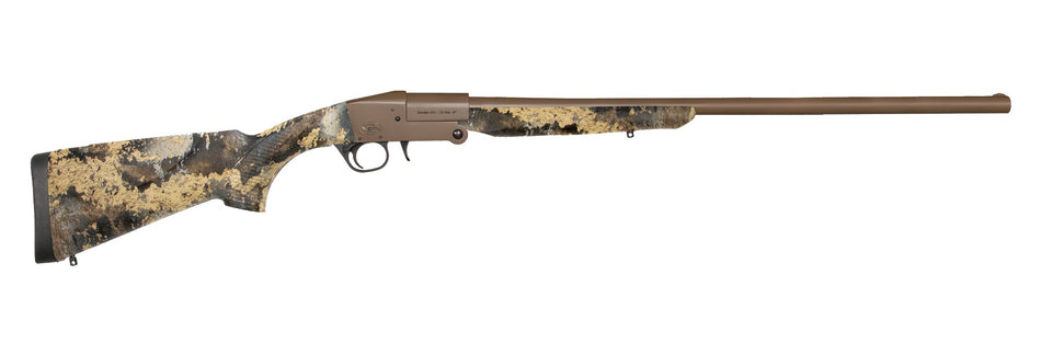 Charles Daly 930338 101 Compact 20 Gauge Break Open 3" 1rd 26" Flat Dark Earth Cerakote Steel Barrel & Receiver, Fixed TrueTimber Prairie Synthetic Stock, Beretta/Benelli Mobil Choke System