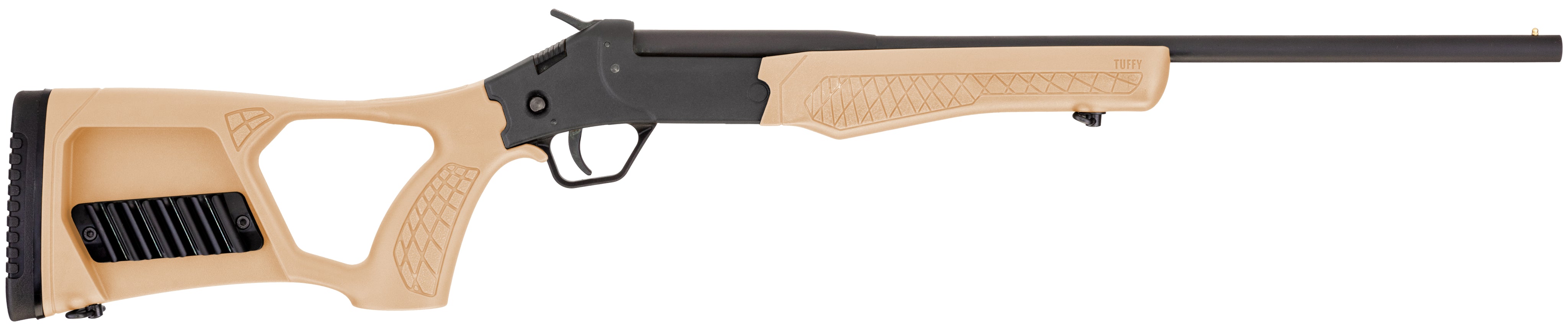 Rossi SSP1TAN Tuffy Single Shot Youth 410 Gauge Break Open 3" 1rd 18.50" Matte Black Barrel, Matte Black Steel Receiver, Tan Synthetic Thumbhole Stock w/Shell Holder, Right Hand