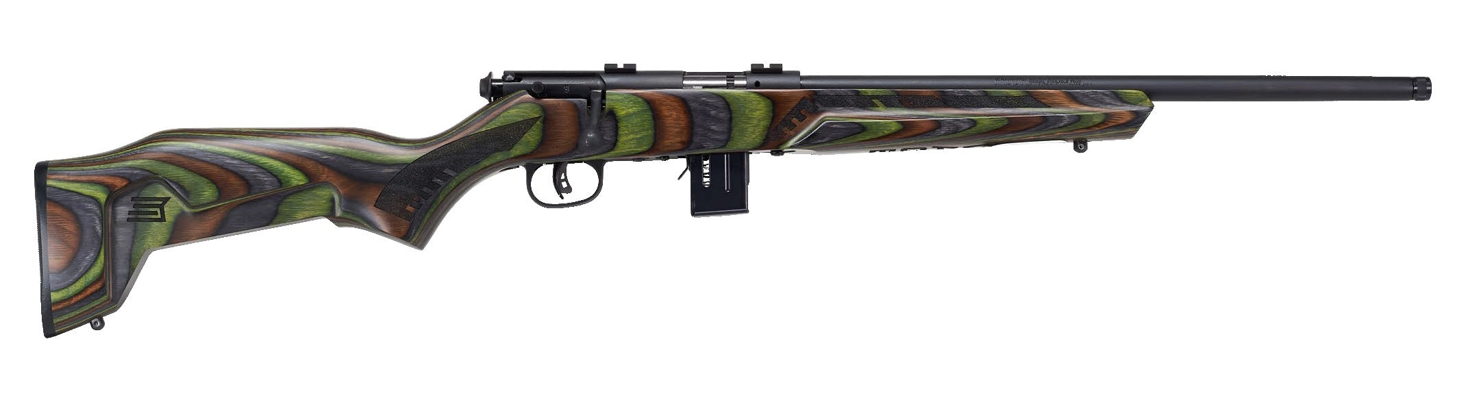 Savage Arms 91936 93 Minimalist Full Size 22 WMR 10+1 18" Matte Black Threaded Barrel, Matte Black Drilled & Tapped Carbon Steel Receiver, OD Green Boyd's Minimalist Laminate Stock, Right Hand