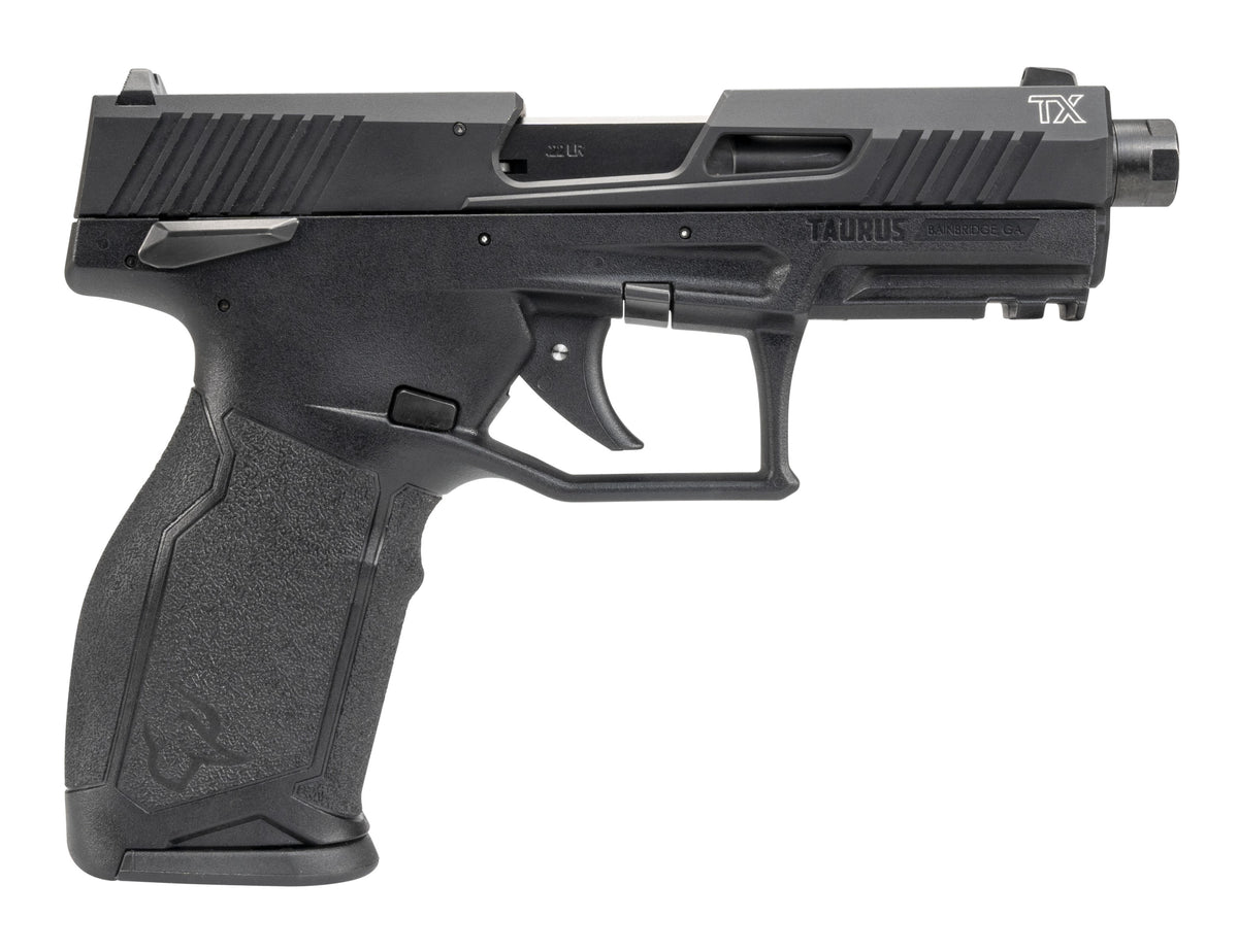 Taurus 1-2TX22141-5X10 TX22 Full Size Frame 22 LR 10+1 4.60" Black Threaded Barrel, Black Serrated Slide, Black Polymer Frame w/Picatinny Rail, Ergonomic Grip, 5 Mags
