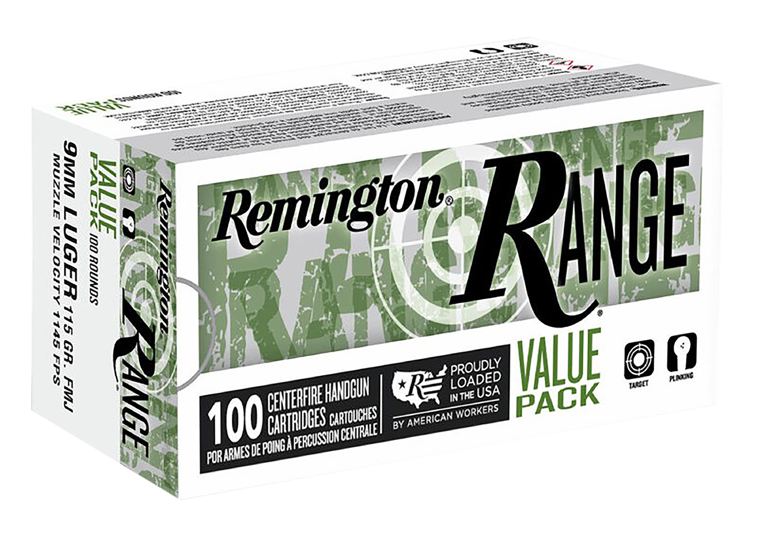 Remington Range 9mm 115gr Full Metal Jacket(FMJ) Value Pack