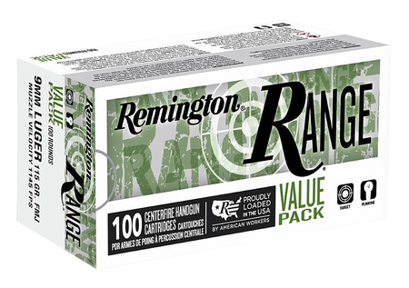 Remington Range 9mm 115gr Full Metal Jacket(FMJ) Value Pack