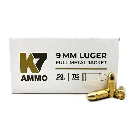 K7 9mm Luger 115 Grain Full Metal Jacket (FMJ) Range Ammo - MADE IN THE USA