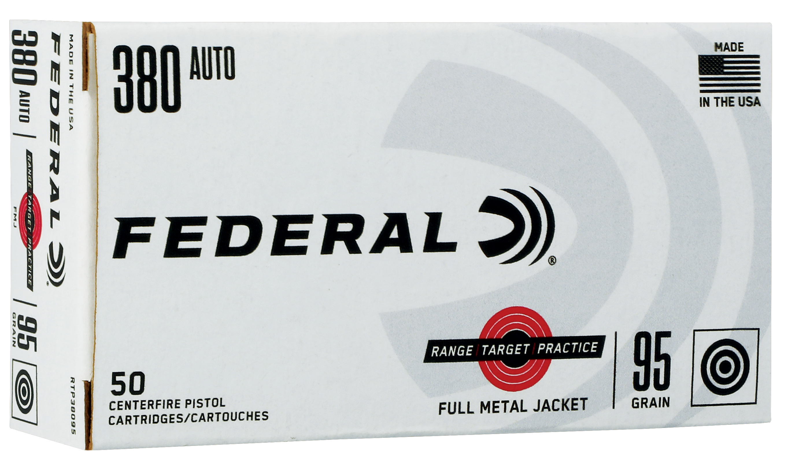 Federal RTP38095 Range and Target 380 ACP 95 gr Full Metal Jacket (FMJ)